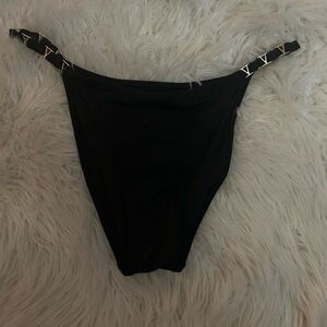 Victoria’s Secret Stylish Black Brazilian bikini/swim bottom. Gold details!